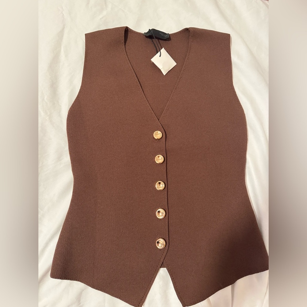 Brown Button-Up Vest